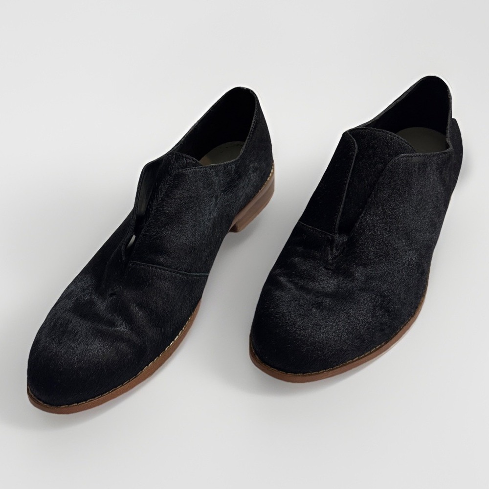 1.STATE Women's Black‎ Real Cow Hair Fiore Loafer Flats Slip On Shoes Size 8.5 M